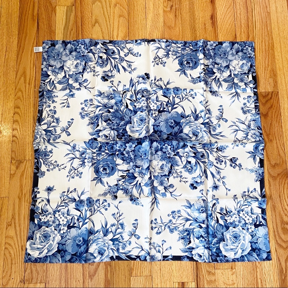 Vintage Talbots Blue Floral Silk Scarf